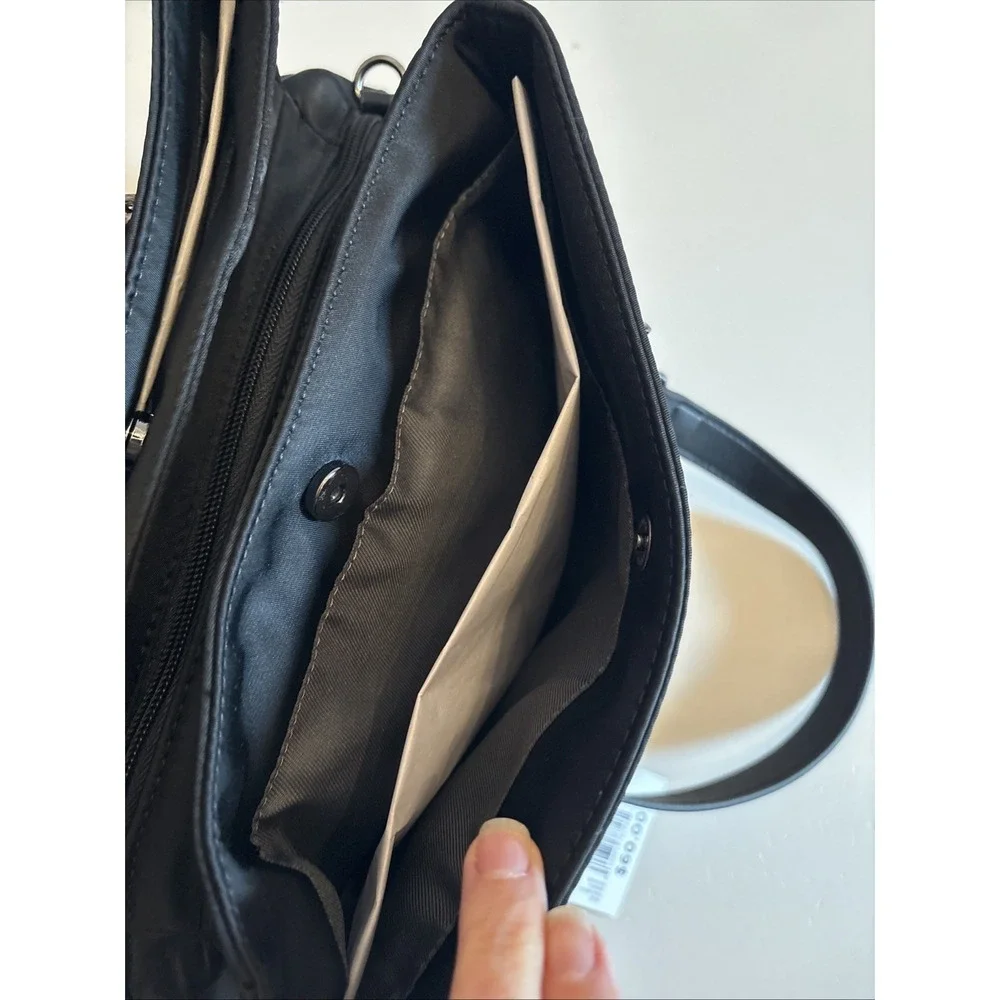 Simply‎ Vera Vera Wang Rose Satchel Bag Black W/Metal Straps Crossbody Strap